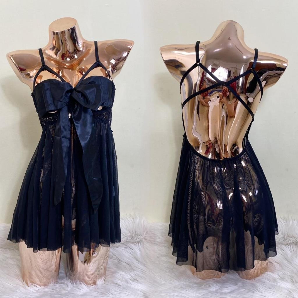HJS 8938 Baju Tidur Wanita Nilon Malam Wanita Dewasa Pajamas Dinas Dress Seserahan