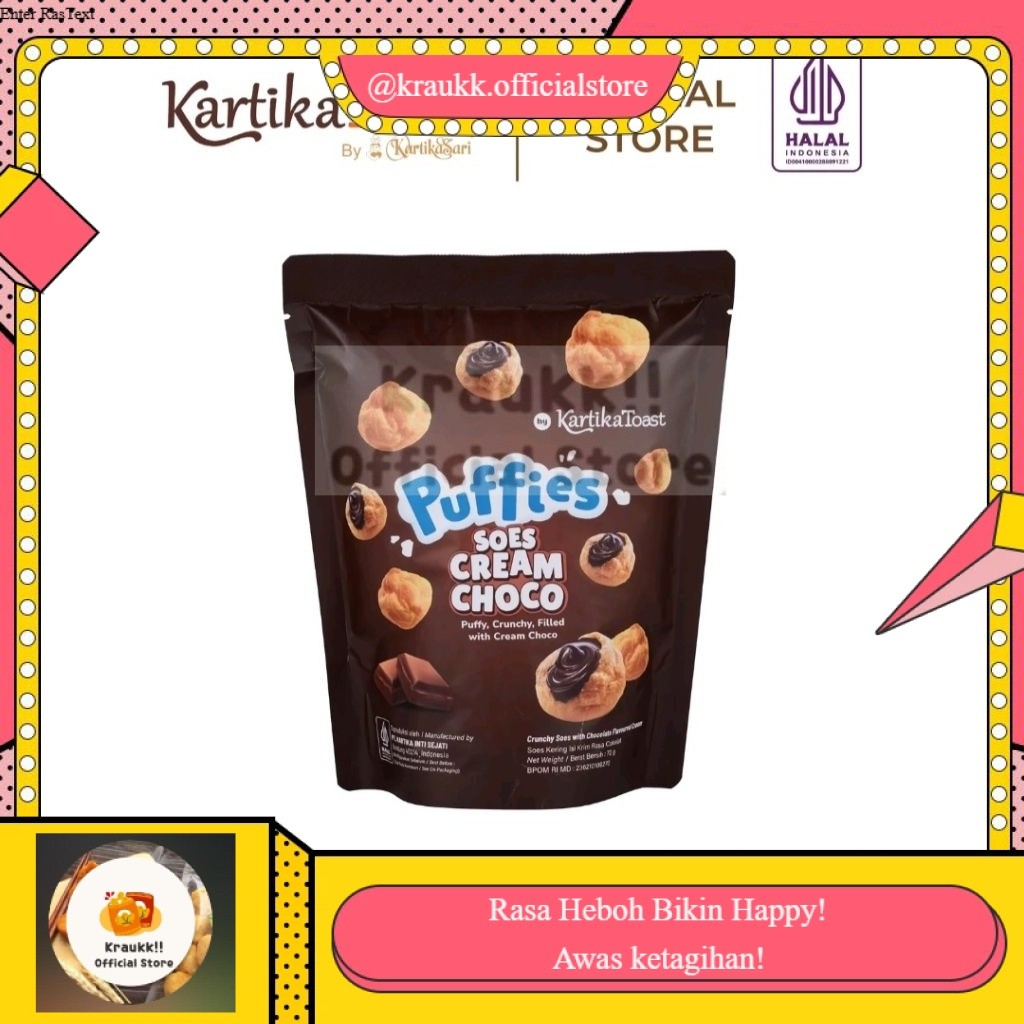 KRAUKK- Puffies Soes Cream Chocolate Kartika Toast by Kartikasari Khas Bandung Sus Kering