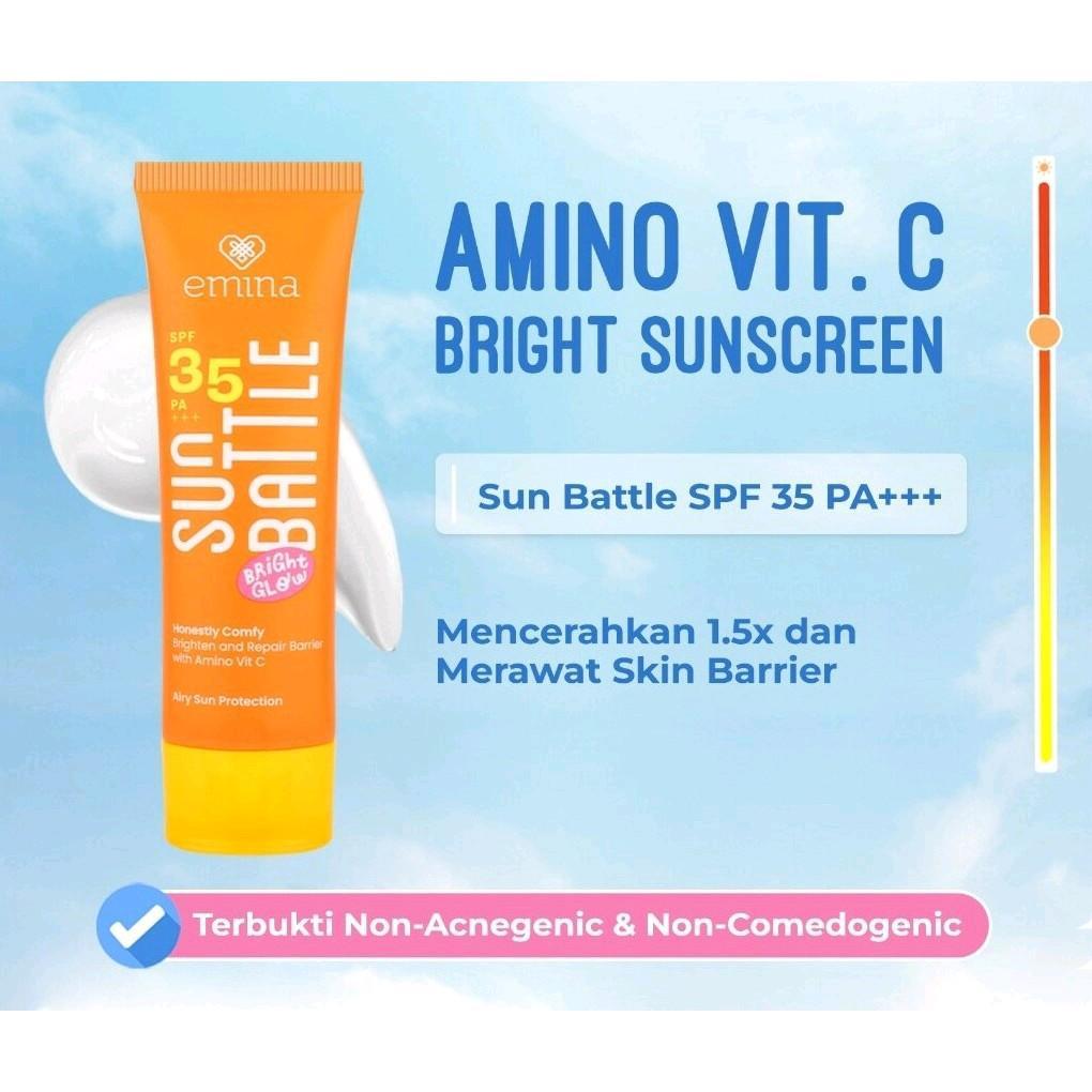 NEWW [ISI 2PCS] EMINA SUN BATTLE TWIN PACK SPF 30 PA+++ 23 Ml sunscreen bruntusan untuk kulit bermin