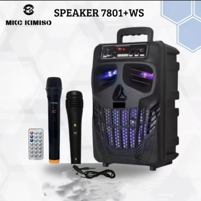 MKC Kimiso Speaker Bluetooth QS-7801 Full Bass 8.8Inch Dengan Microfon Kabel & Wireless Karaoke FM R