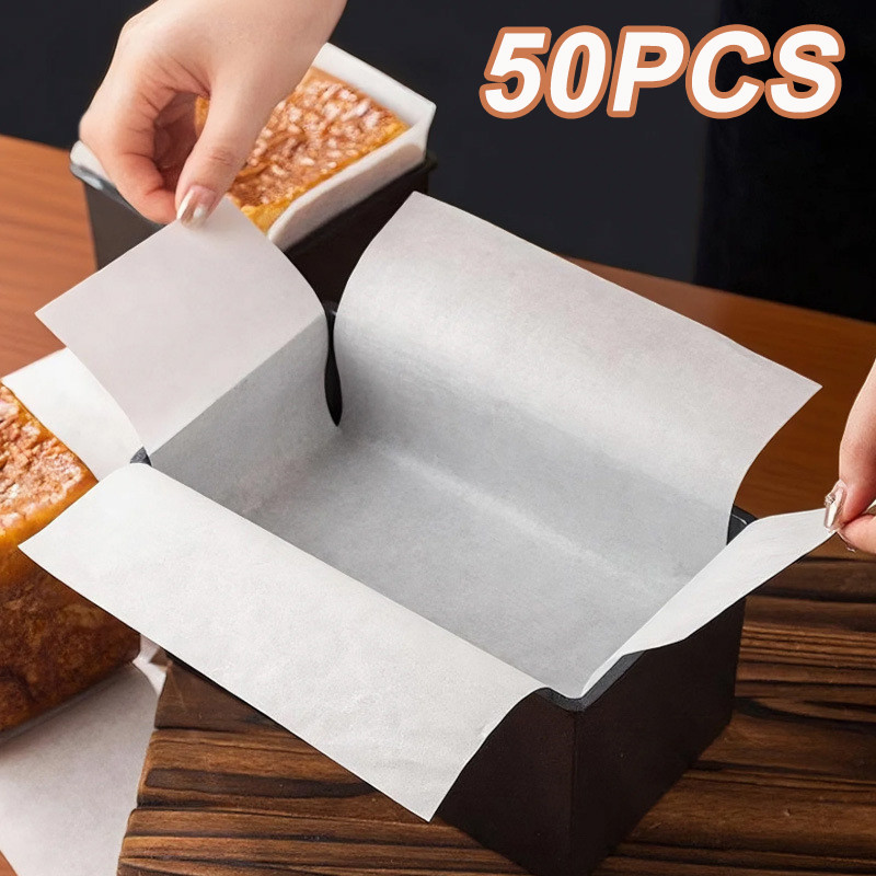 50PCS Toast Box Paper Liner sposable Cake Oil Proof Paper Toast Molds Paper Mat Burger Cake Baking P