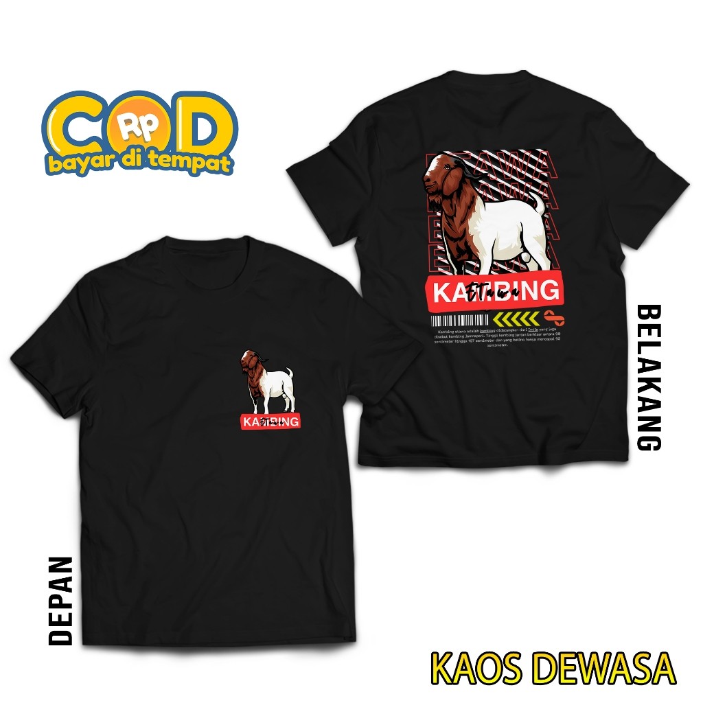 Baju Kaos Sablon Kambing Kurban - Baju Kambing Etawa - Baju Kambing Merah - Baju Distro - Baju Qurba