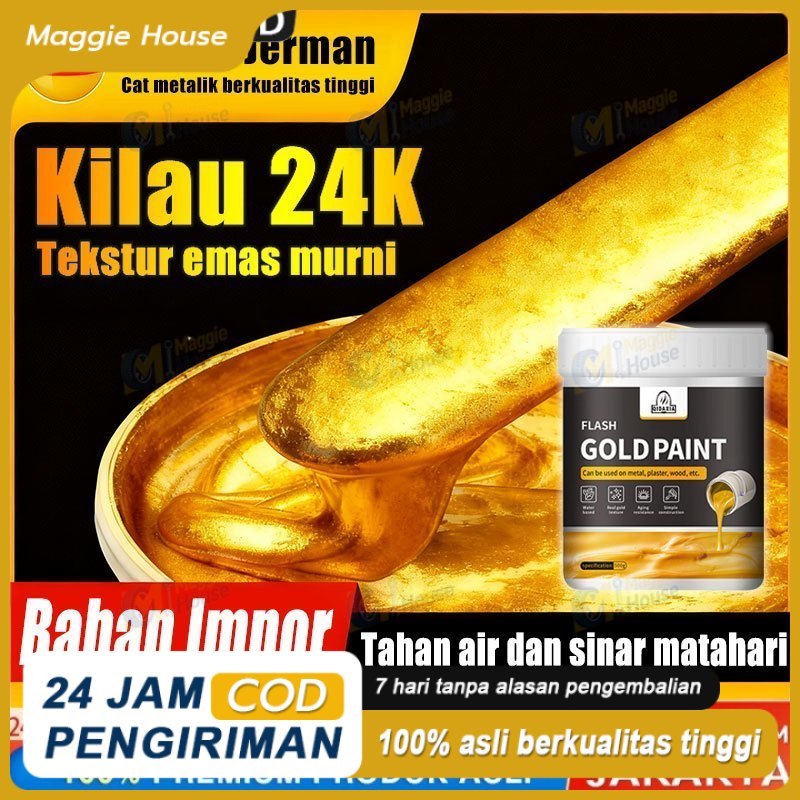 COD 99.99%Tekstur Emas Murni Cat Emas Gold FREE Kuas Emas Cat Daun Emas Cat Emas Cat Emas Gold Cat G