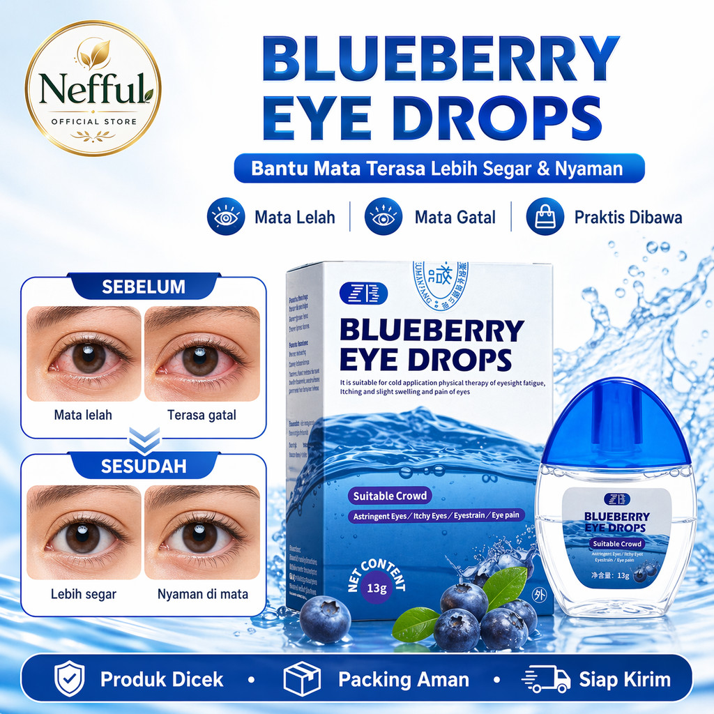 Nefful Blueberry Eye Drops 13g Tetes Mata Blueberry Bantu Mata Segar Nyaman Mata Lelah Gatal Obat Ey