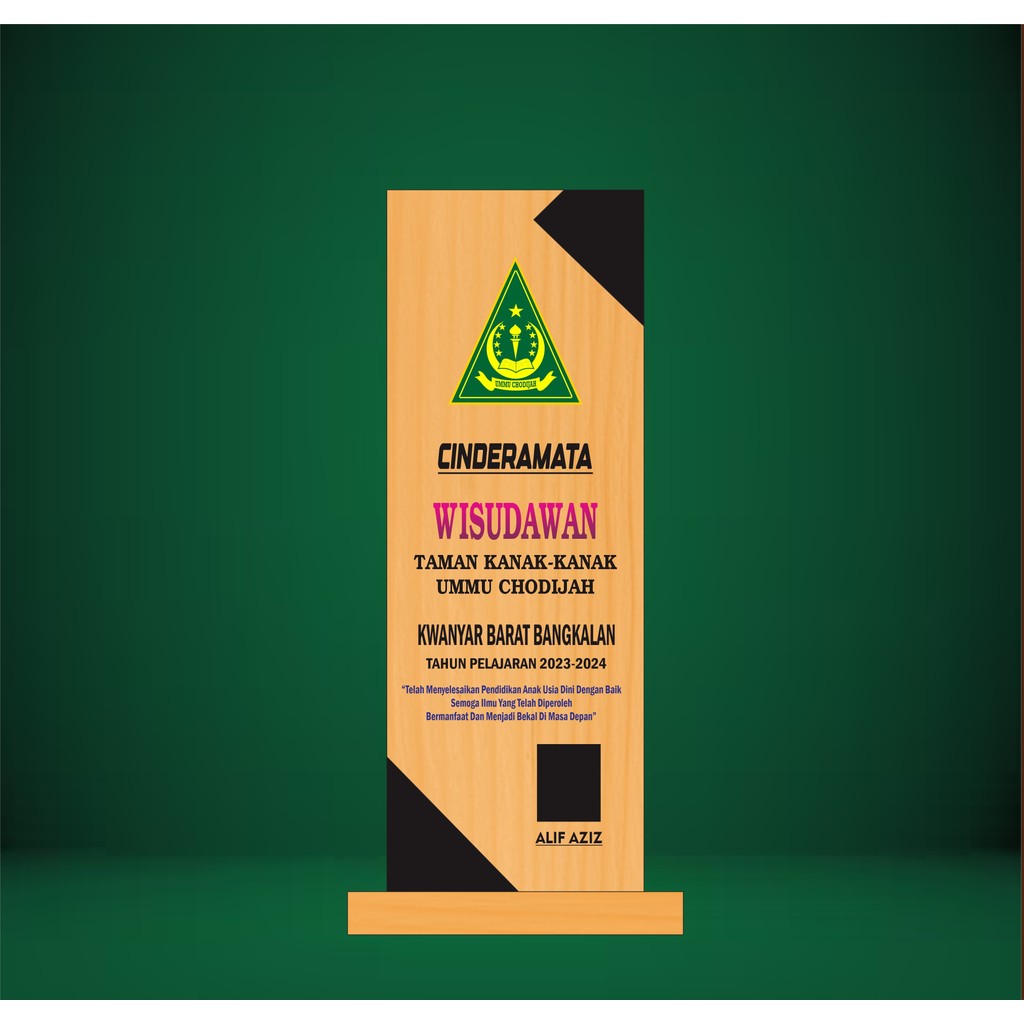 Plakat kayu custom MINIMALIS /vandel kayu/piala kayu CUSTOM