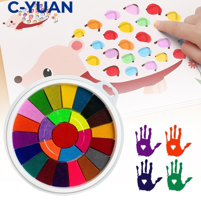 CYUAN 25 Warna Cap Tangan Painting Finger Painting Melukis Dengan Jari Untuk Anak