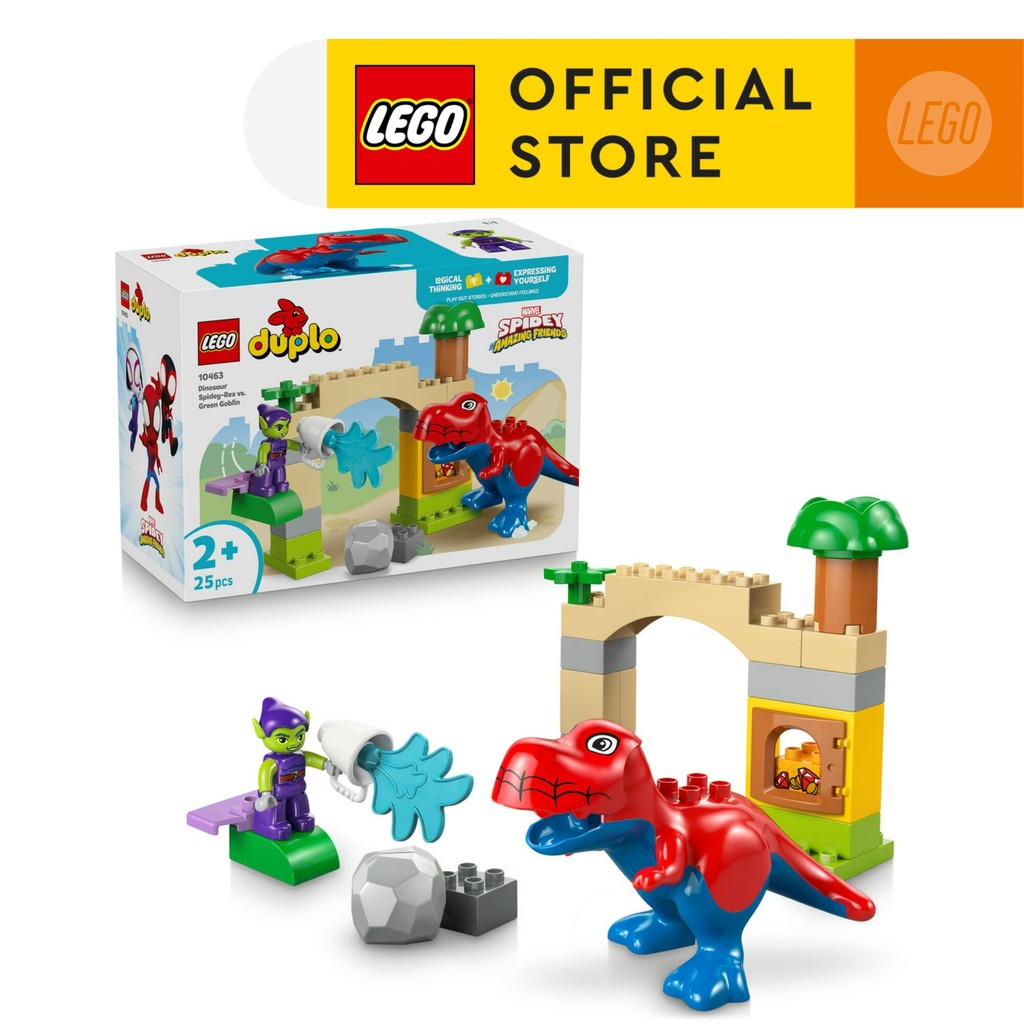 LEGO DUPLO Disney 10463 Dinosaur Spidey-Rex vs. Green Goblin (25 Pieces), Mainan Anak Laki-Laki, Mai