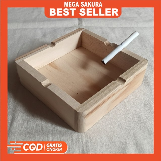 Asbak Rokok Kayu Handmade Solid - Kerajinan Kayu Wadah Puntung Rokok Serbaguna