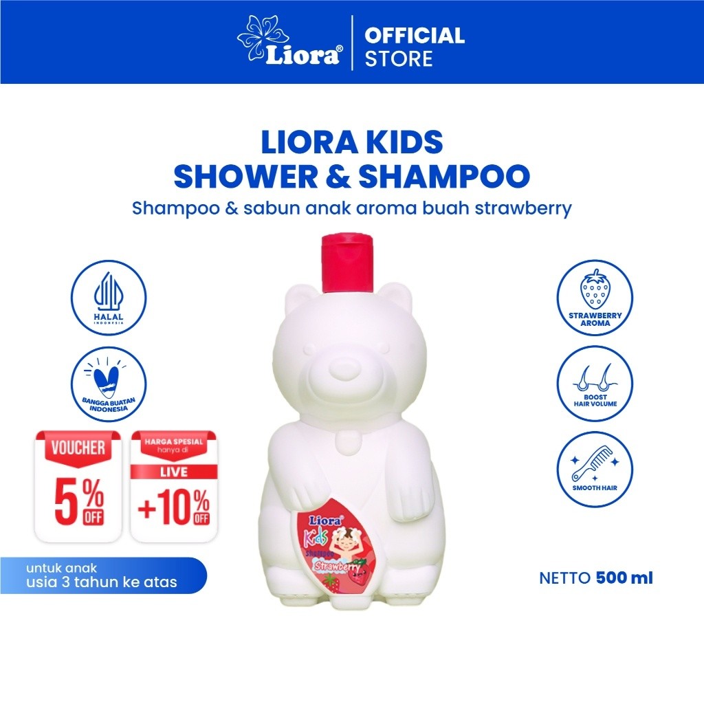 LIORA Kids Shampoo Boneka - 500ML | Shampo Anak dengan Aroma Segar dan Kemasan Boneka Lucu