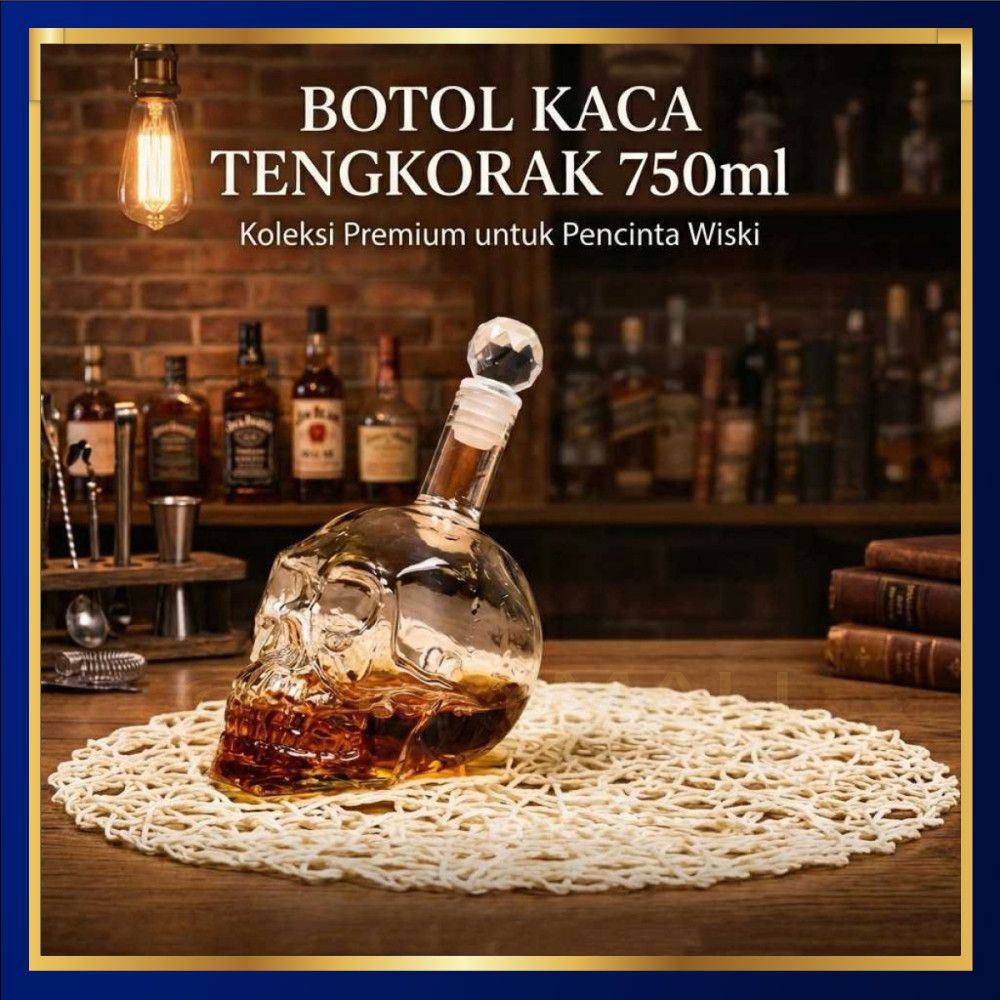 Botol Kaca Tengkorak Crystal Skull Vodka Bottle 750ml KU866