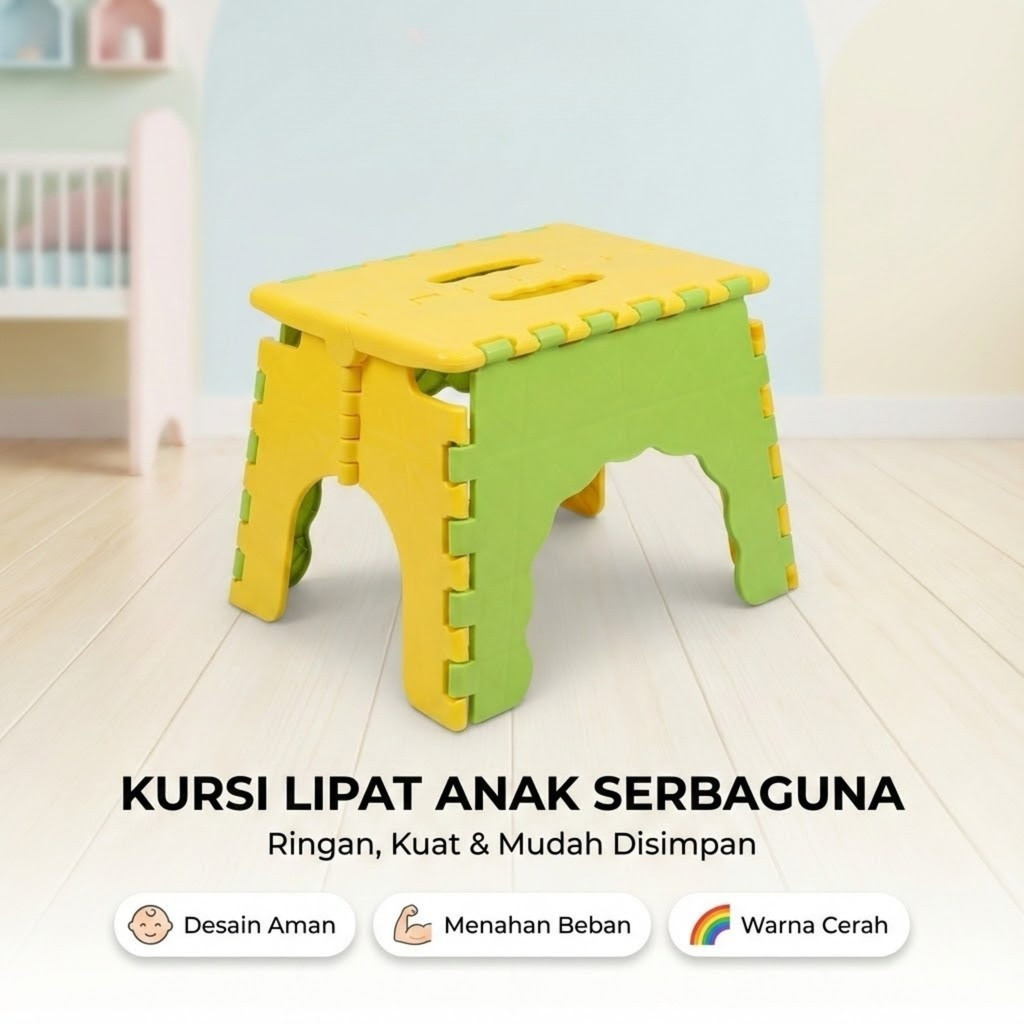 Kursi Lipat Anak Portable Kuat 80KG Dingklik Pijakan Kaki Toilet Training Step Stool Bangku Belajar