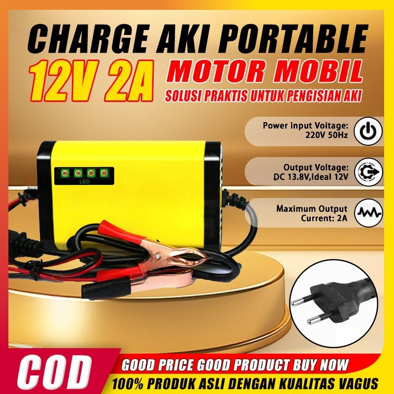 Charger Aki Portable Automatic Charger Aki Accu Auto Cut Off Cas Aki Kering Dan Basah Digital Pengec