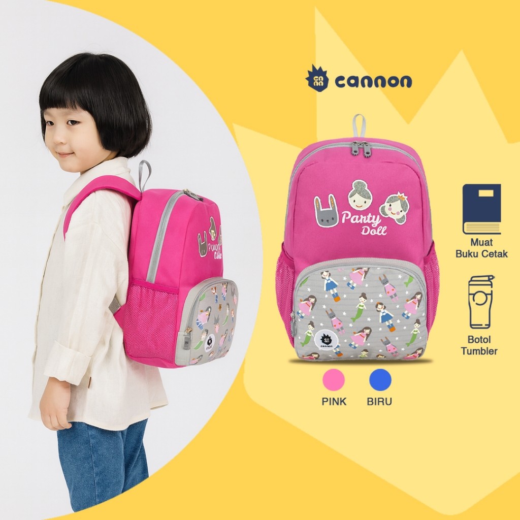 Pure Joy|| Cannon - Tas Ransel Anak FREE Rain Cover - Party Doll 71751
