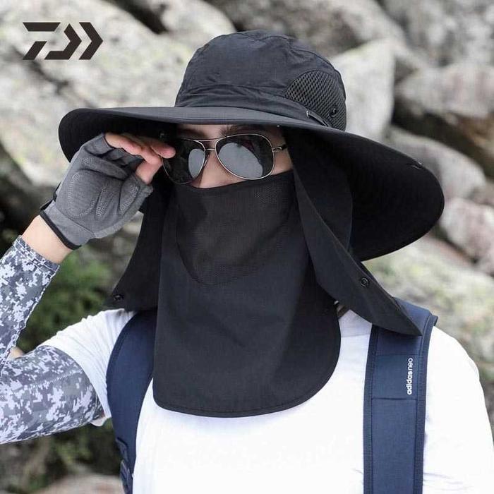 Topi Anti Uv Fishing Bundar Cadar Pria Wanita Outdoor Topi Panas Camping Termurah Petani Murah  - Hi