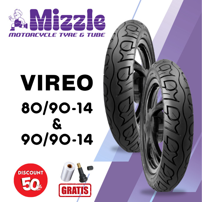 SEPASANG Ban Motor MIZZLE VIREO 80/90 & 90/90 RING 14 Tubeless