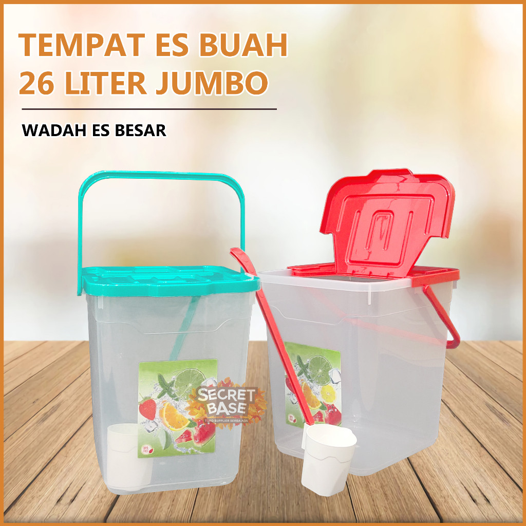 DIMSTORE TOPLES ES BUAH - Bonus Gayung / Tempat Es Buah Besar/ Aquarium Es Buah