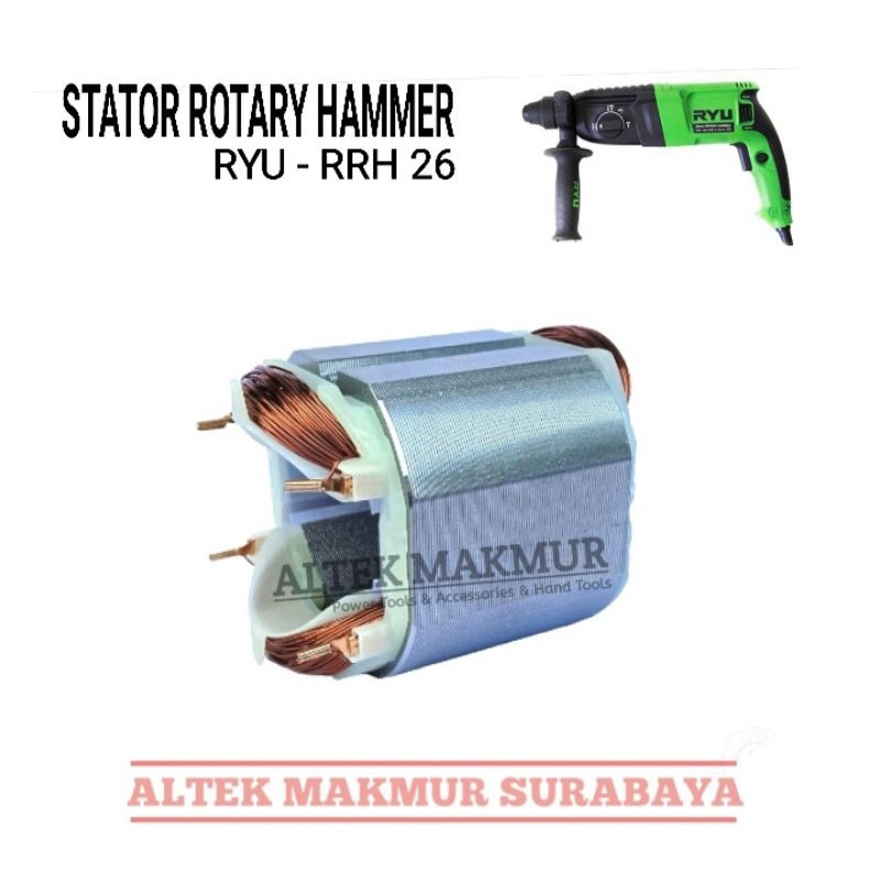 Sparepart Stator Mesin Bor Rotary Hammer RYU RRH26 / Bantalan Rumah Armature Angker Bor SDS Plus RYU