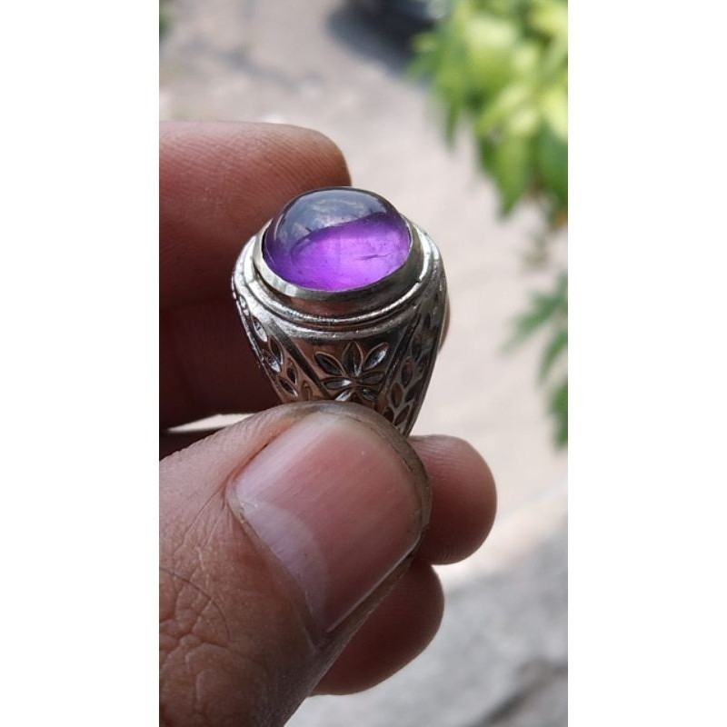 Cincin batu ungu kecubung Brazil natural akik