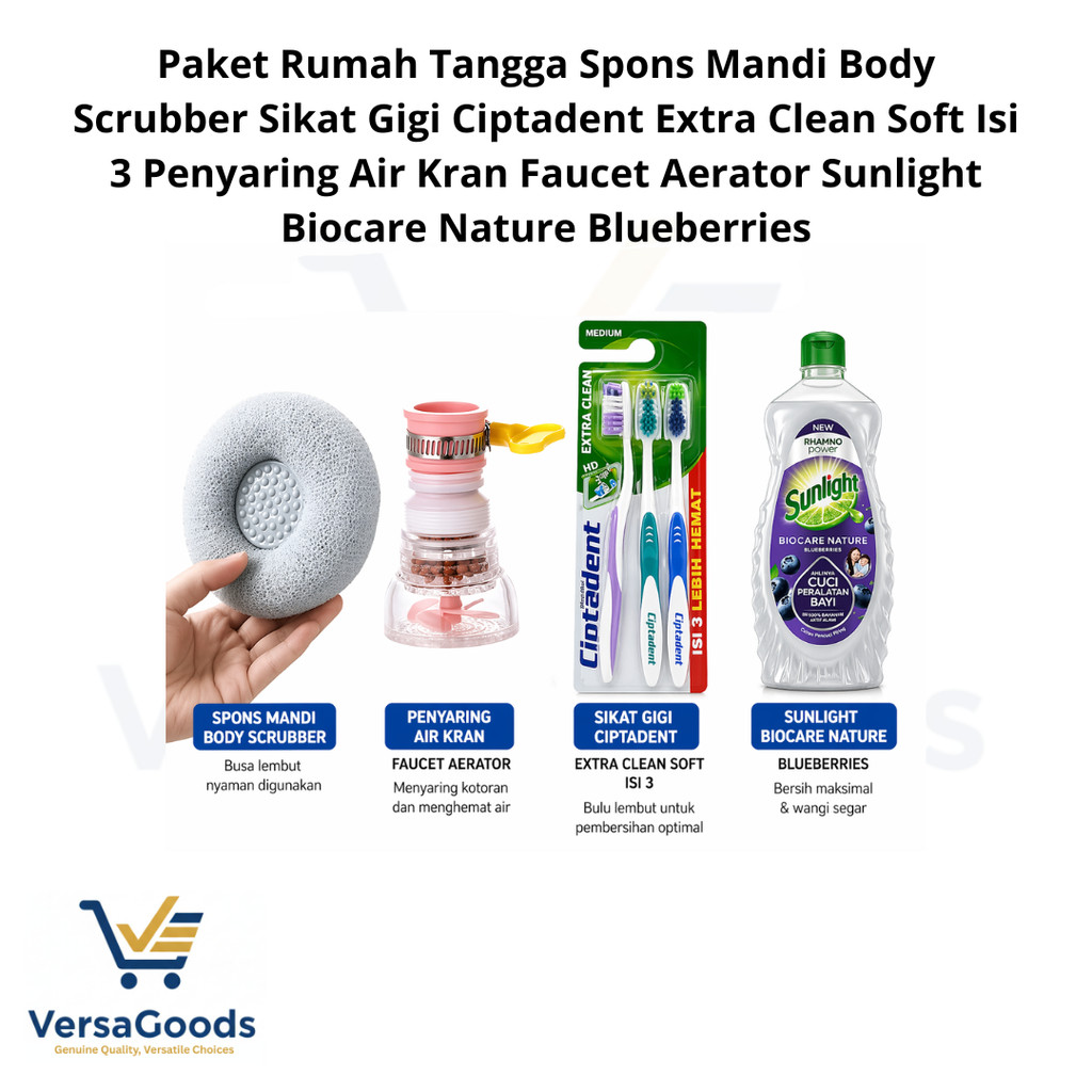 Paket Rumah Tangga Spons Mandi Body Scrubber Sikat Gigi Ciptadent Extra Clean Soft Isi 3 Penyaring A