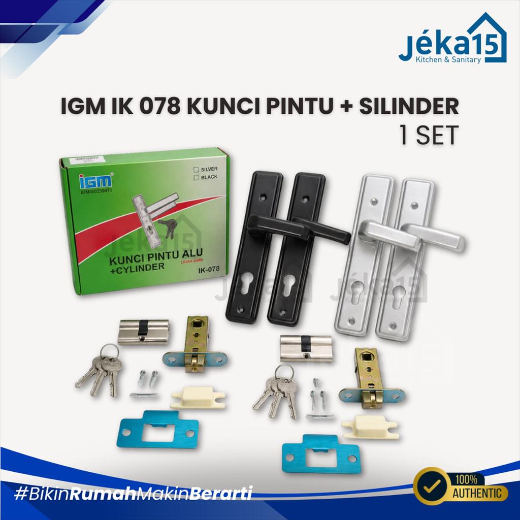 JEKA15 - IGM IK 078 Kunci Pintu + Silinder 1 Set Alumunium uPVC
