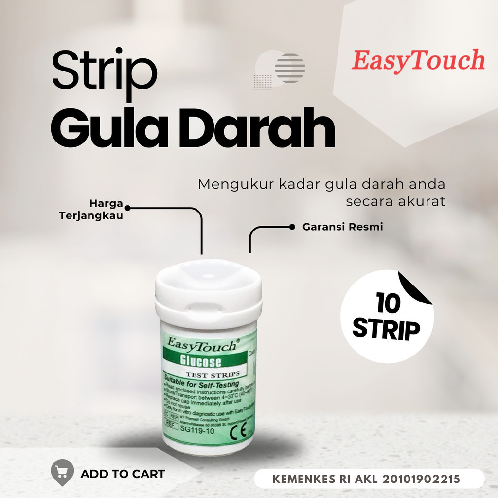 Easy Touch Glucose Isi 10 Test Strip Cek Gula Darah EasyTouch Kesehatan