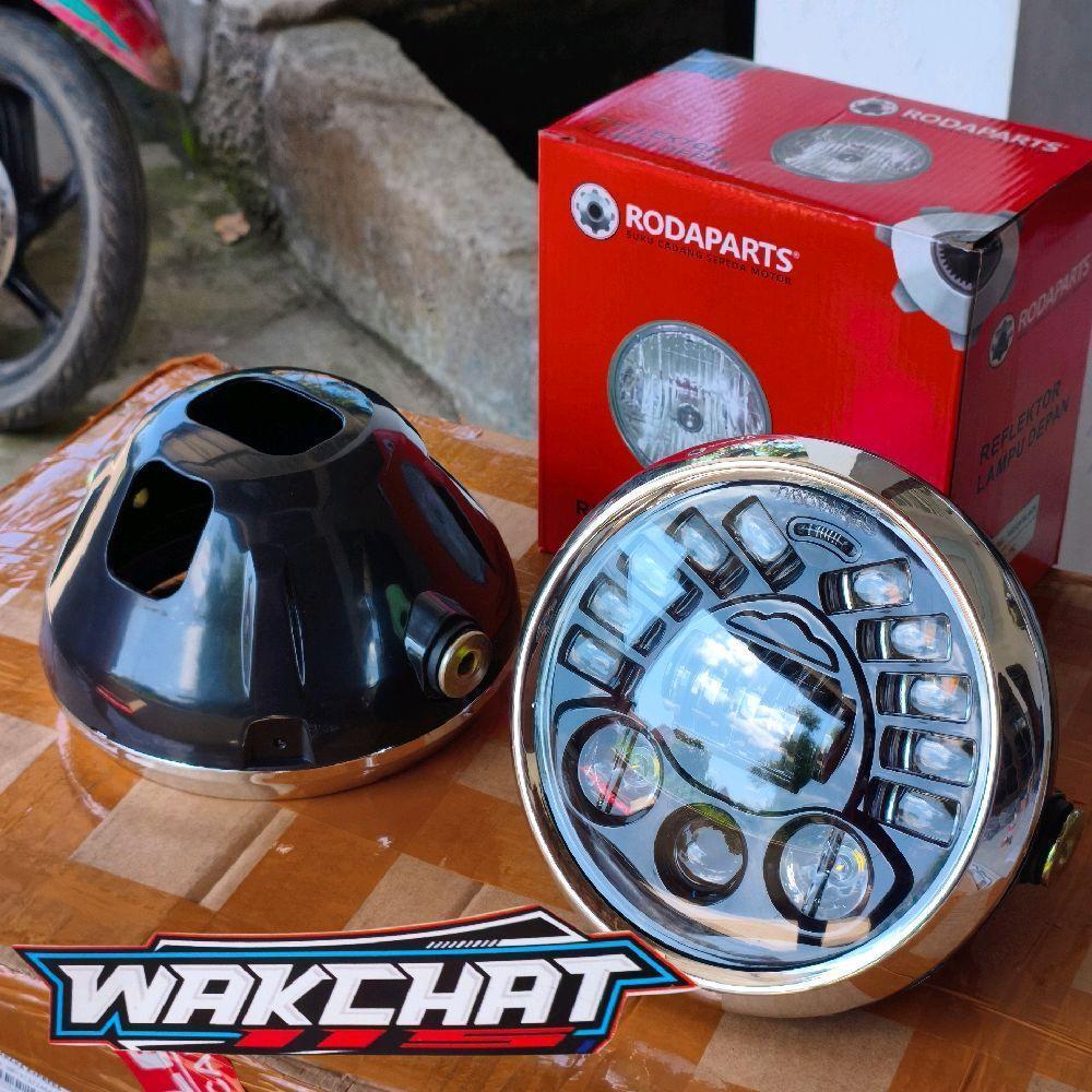 LAMPU DEPAN DAYMAKER BULAT RX KING PEREDAM BATOK HITAM GLOSSY MIRIP ORI DAYMAKER 7INCH