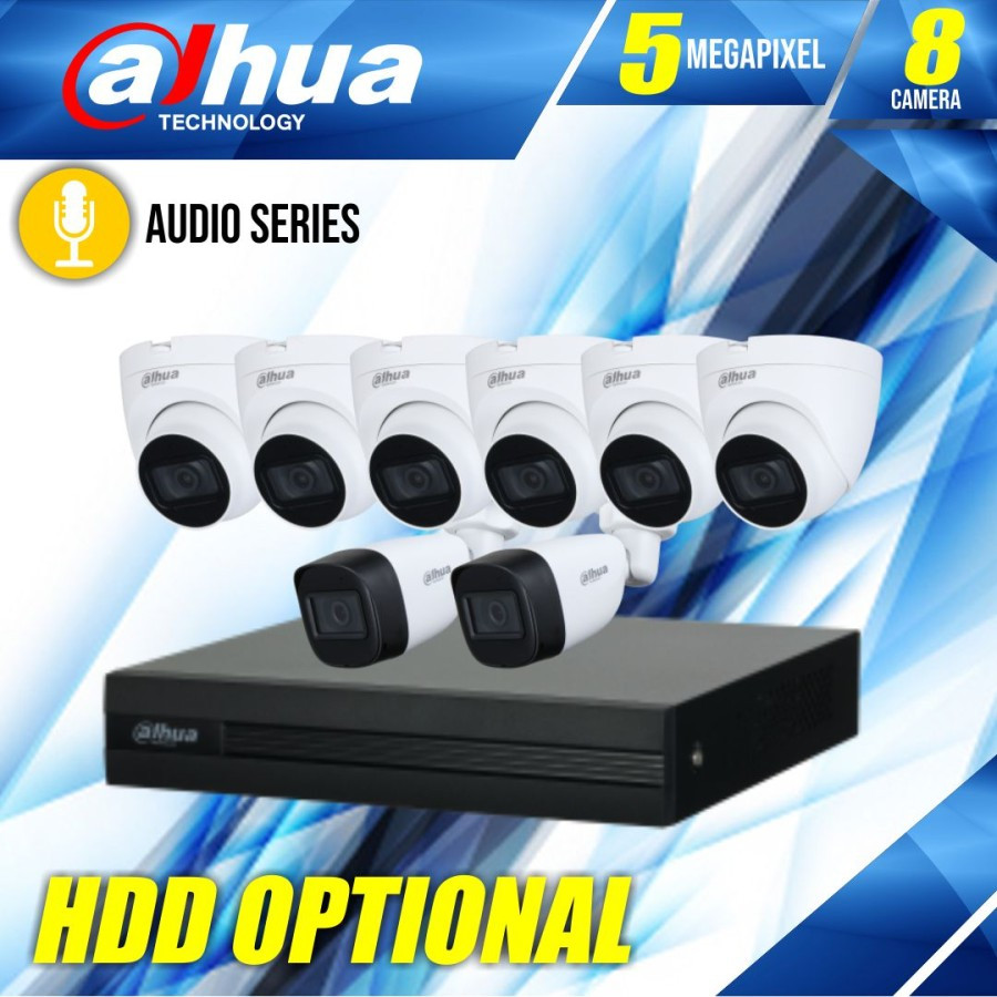 PAKET CCTV DAHUA 8CH AUDIO 5MP / CCTV DAHUA AUDIO 8 CAMERA - 5MP
