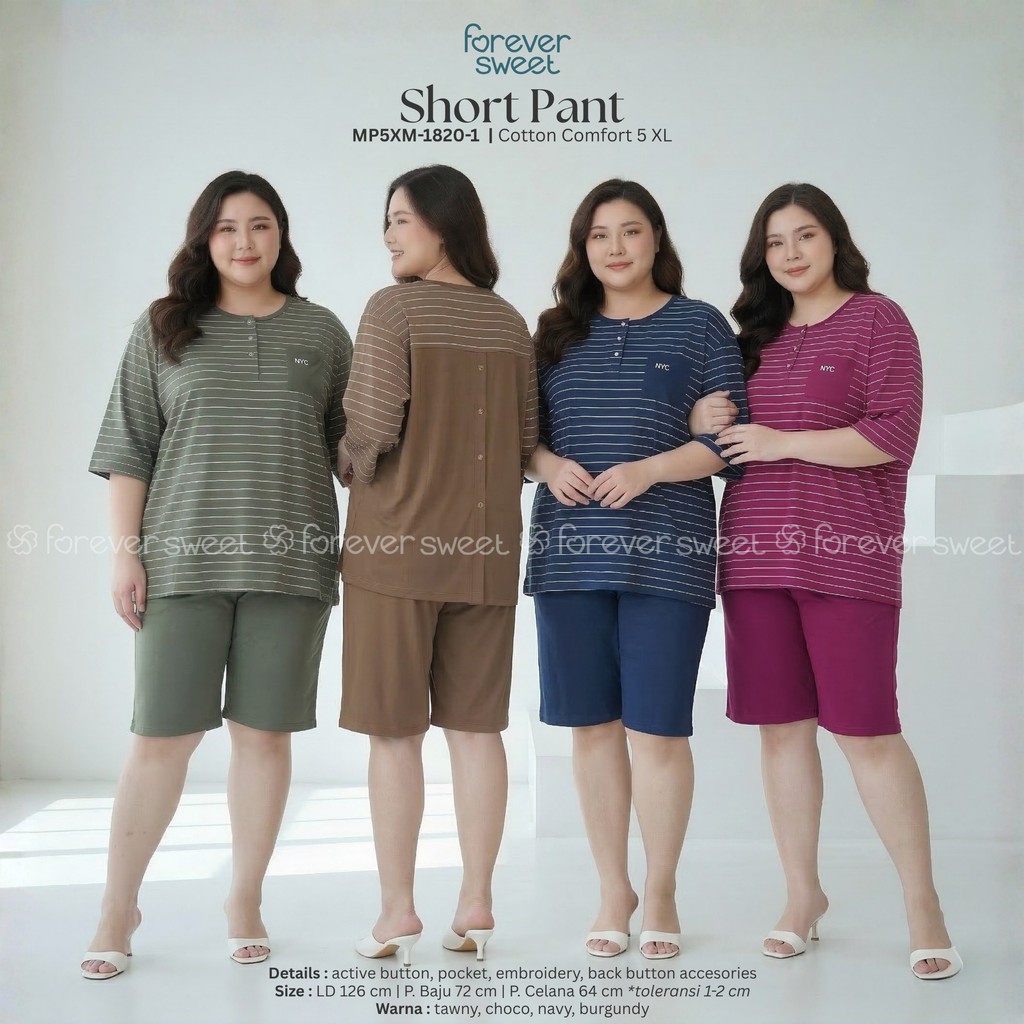 Oneset Setelan Jumbo Pendek  5XL Forever Sweet