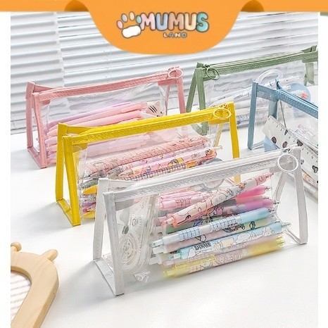 MUMUSLAND Kotak Pensil Bening / Dompet Kapasitas Besar Multifungsi / Bening / Transparan S-PC003