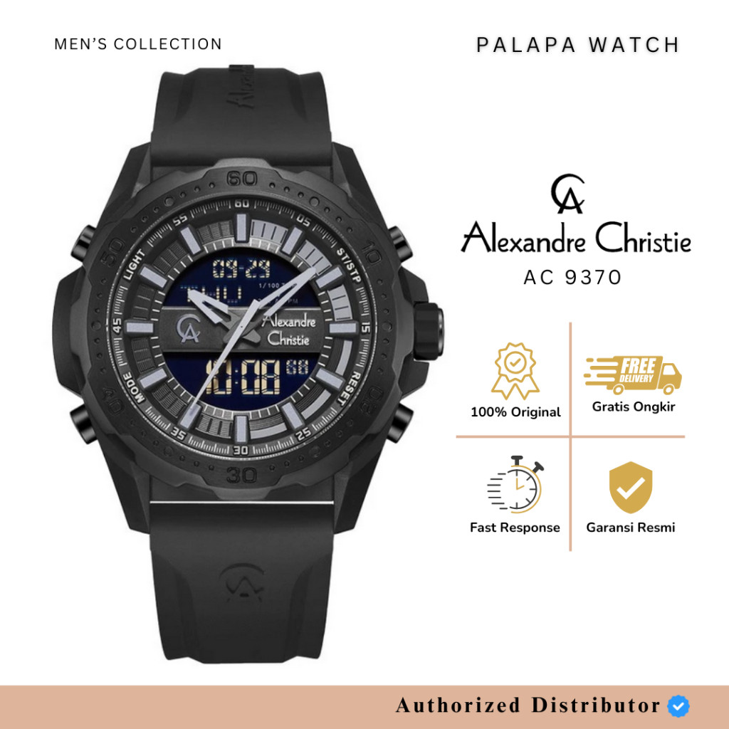 Jam Tangan Pria Alexandre Christie AC 9370 / ac9370 / 9370 Rubber Digital Original