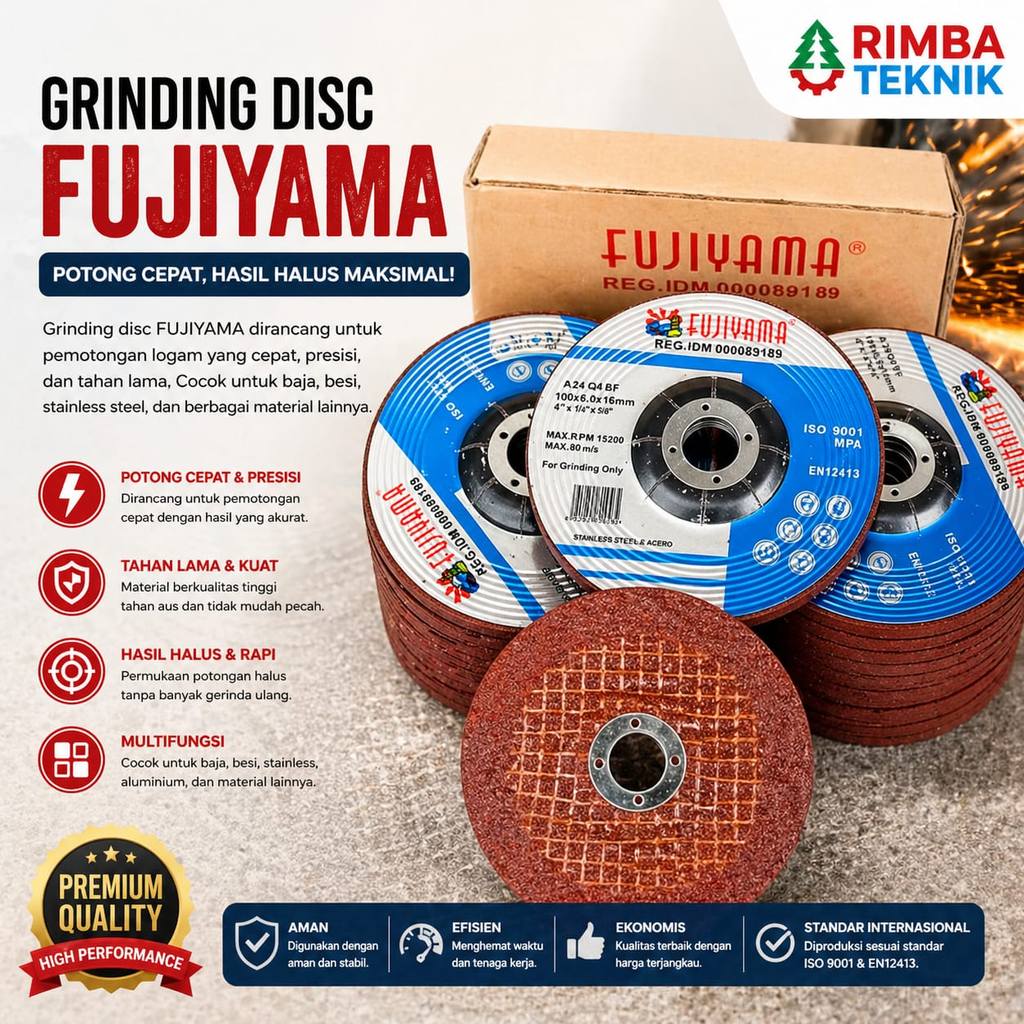 Batu WD/FUJIYAMA BATU POLES WD 4 X 6 ( 1 DUS 25pcs ) MATA GERINDA CUTTING WHELL WD GERINDA GURINDA