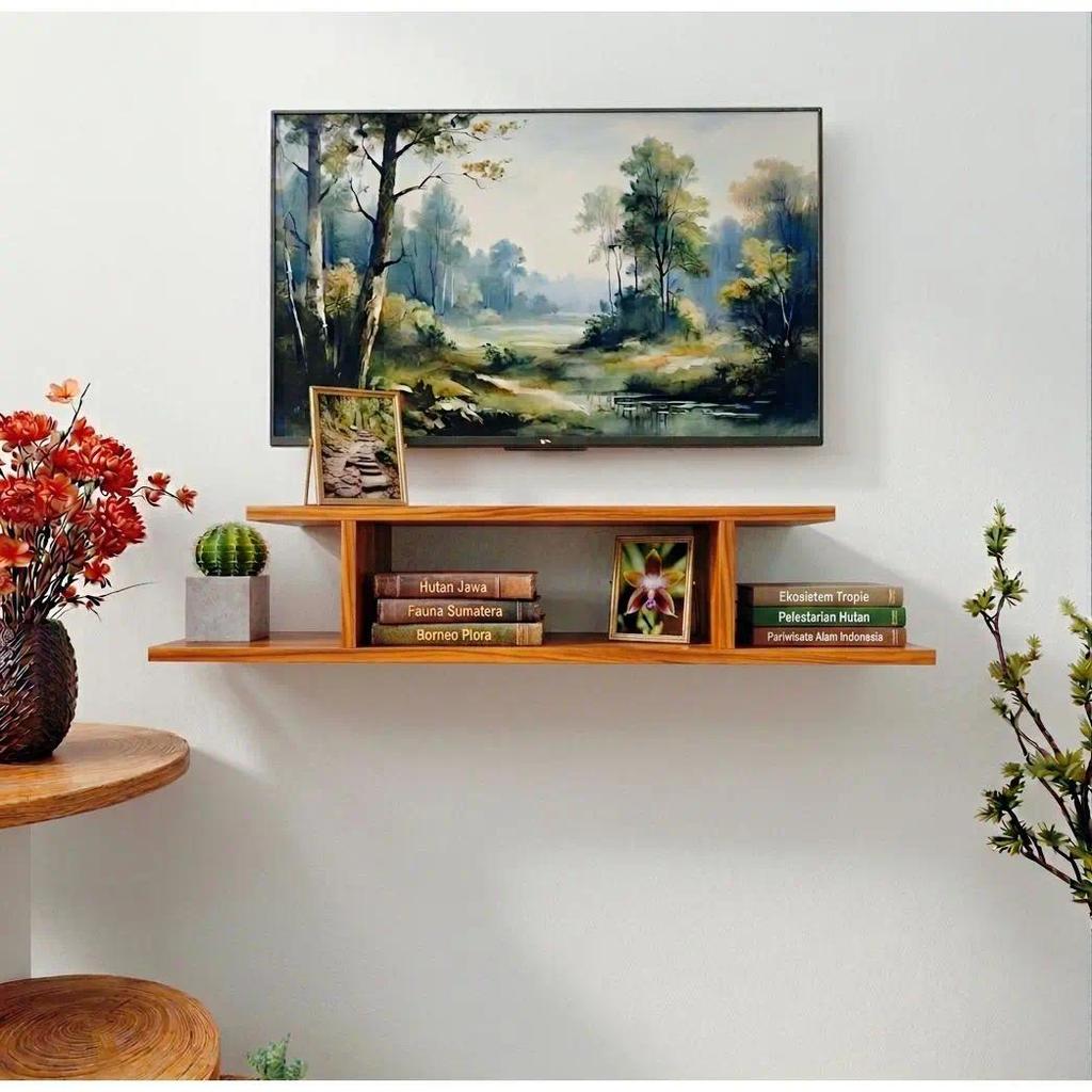 Rak Tv Dinding Minimalis Rak Ambalan Kayu Aesthetic Rak Tempel Dinding