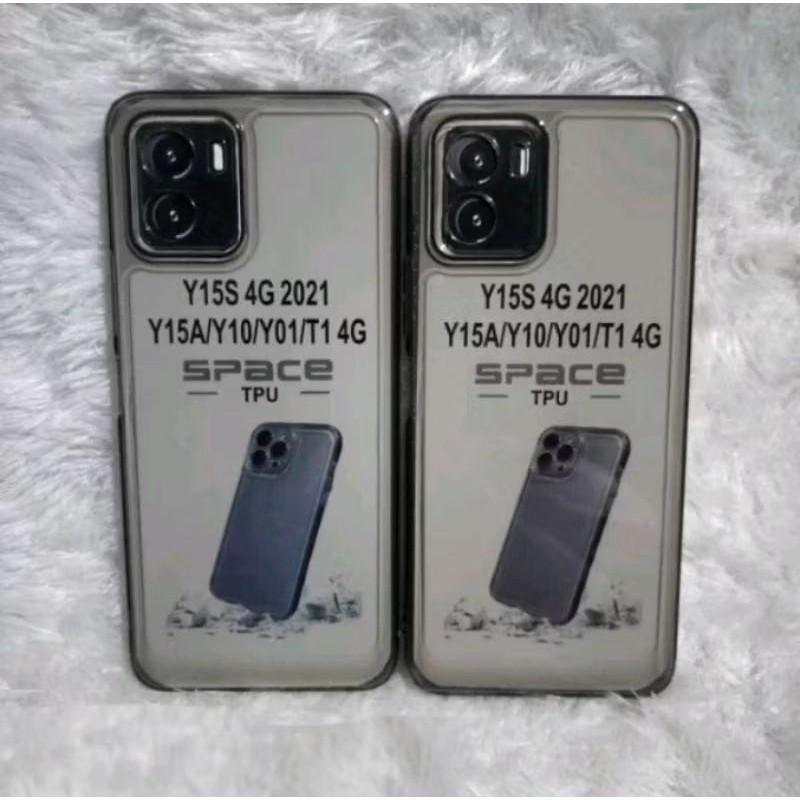 SOFTCASE CLEAR BLACK SPACE VIVO Y15S Y01 Y15A CASE HITAM BENING PELINDUNG CAMERA CASE