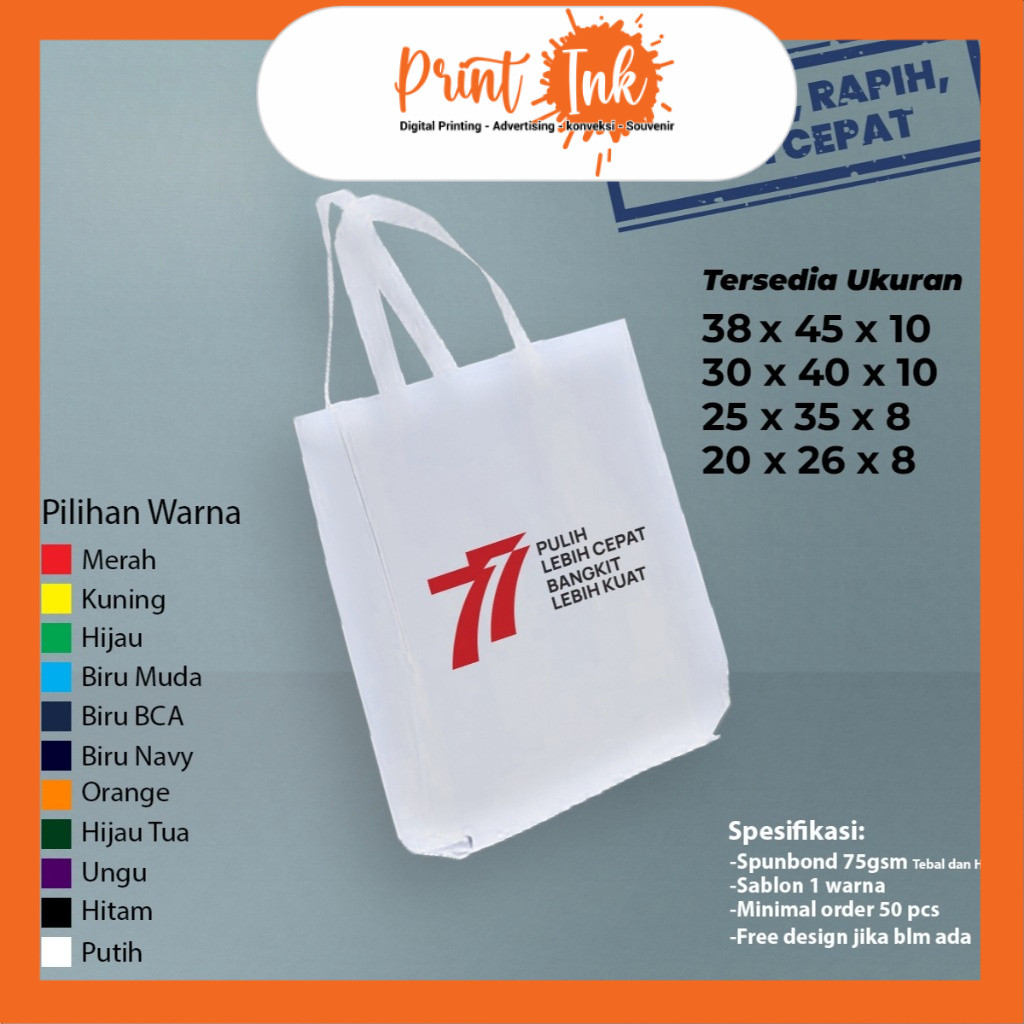 Goodiebag Lipat Samping | Tas Sablon | Tas Event | Tas Branding Logo / Tas Sponbond Custom