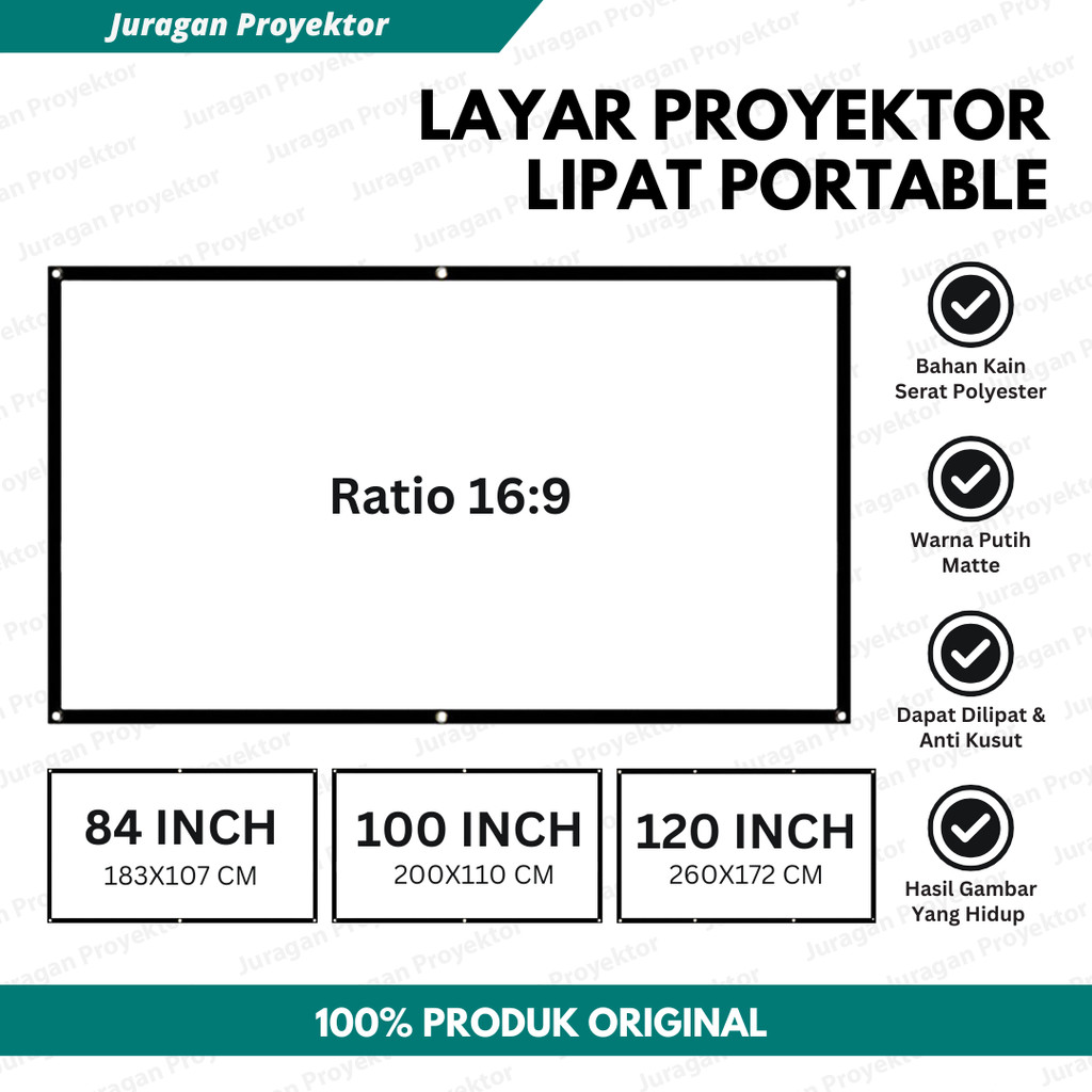 Kain Layar Proyektor Lipat 84 100 120 Inch Portable 16:9 Screen Projector Folded | Screen Projector 