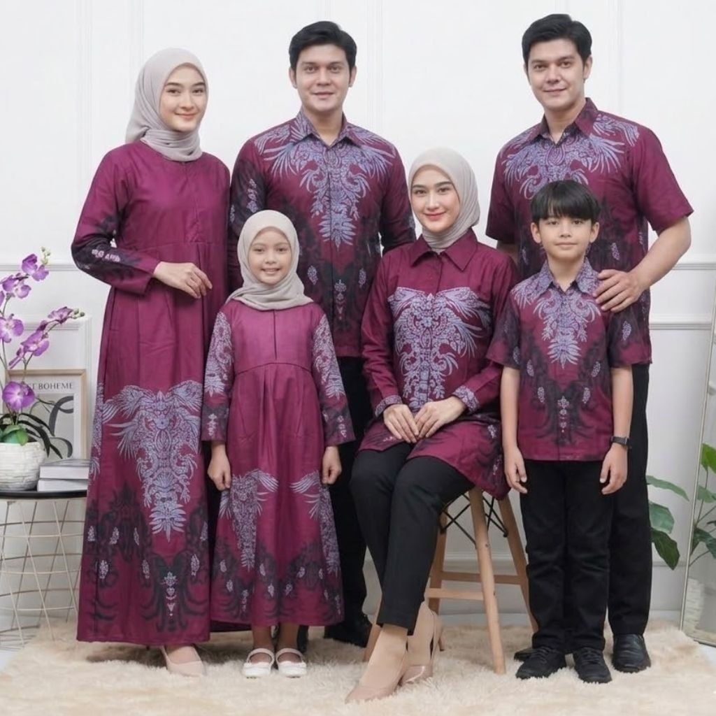 PROMO  Seragam Batik Keluarga - Baju Couple Keluarga - Batik Keluarga Modern - Baju Lebaran Keluarga