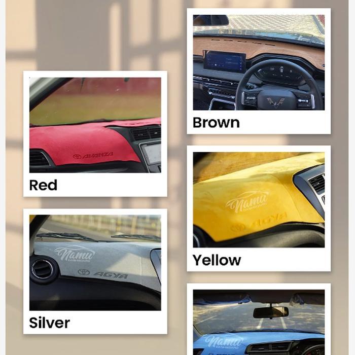 ALAS BULU DASHBOARD MOBIL SIGRA - COVER PELINDUNG DASBOR DAIHATSU - Merah, 2PCS SEATBELT & TEMPAT TI