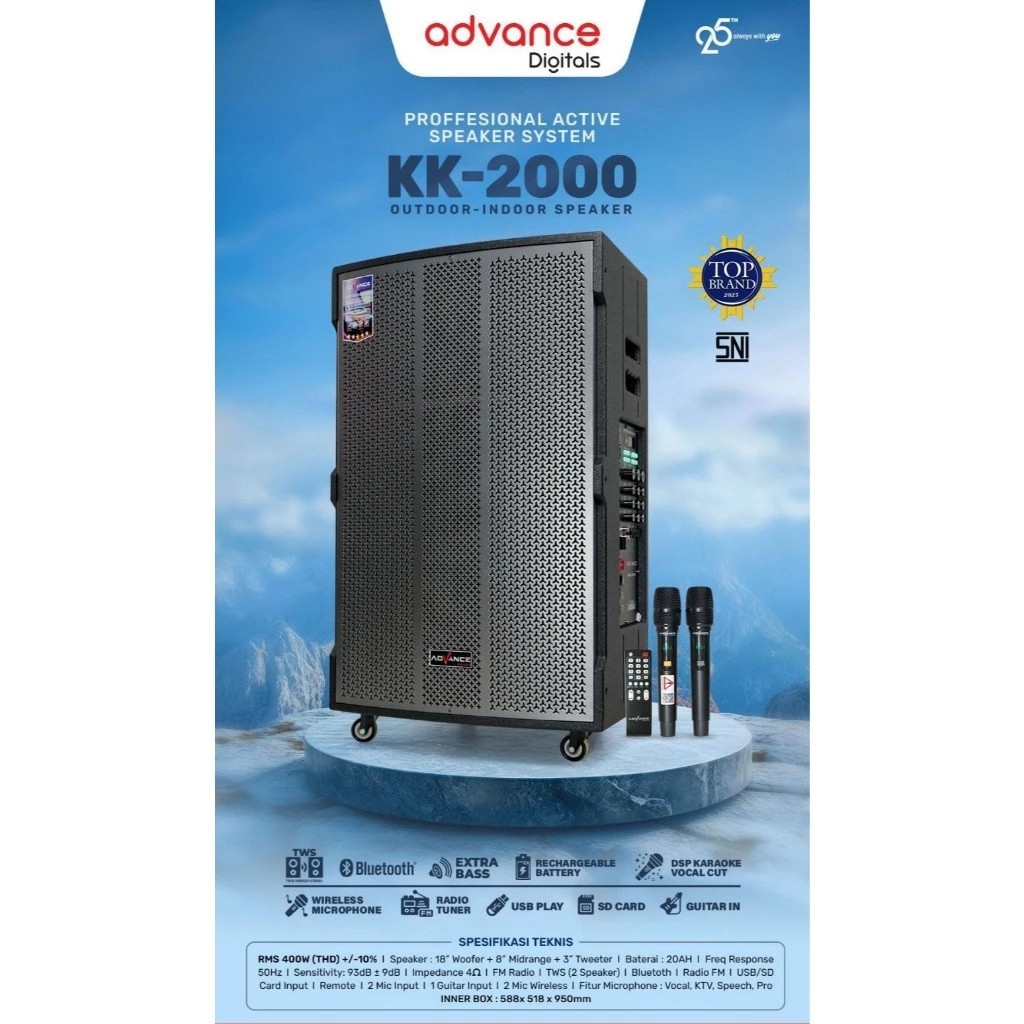 Advance Digitals KK-2000 Professional Active Speaker System Outdoor - Indoor Speaker