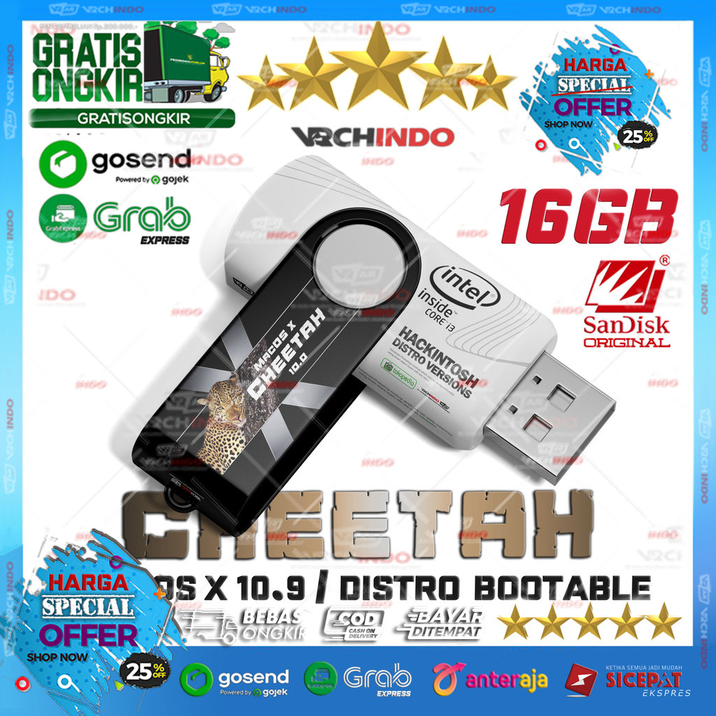 Mac OS X 10.0 - MacOS CHEETAH | Hackintosh for Laptop / PC Komputer Dekstop | 16GB Bootable Installe