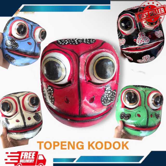 Topeng Kodok - Topeng Katak - Topeng Kayu - Topeng Bali - Topeng Lucu - Topeng Unik - Topeng Binatan