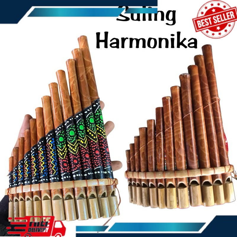 Suling Bambu harmonika - Dengan 8 Bambu & 12 Bambu Bali - Kerajinan Tangan Bali - Balinese Handycraf