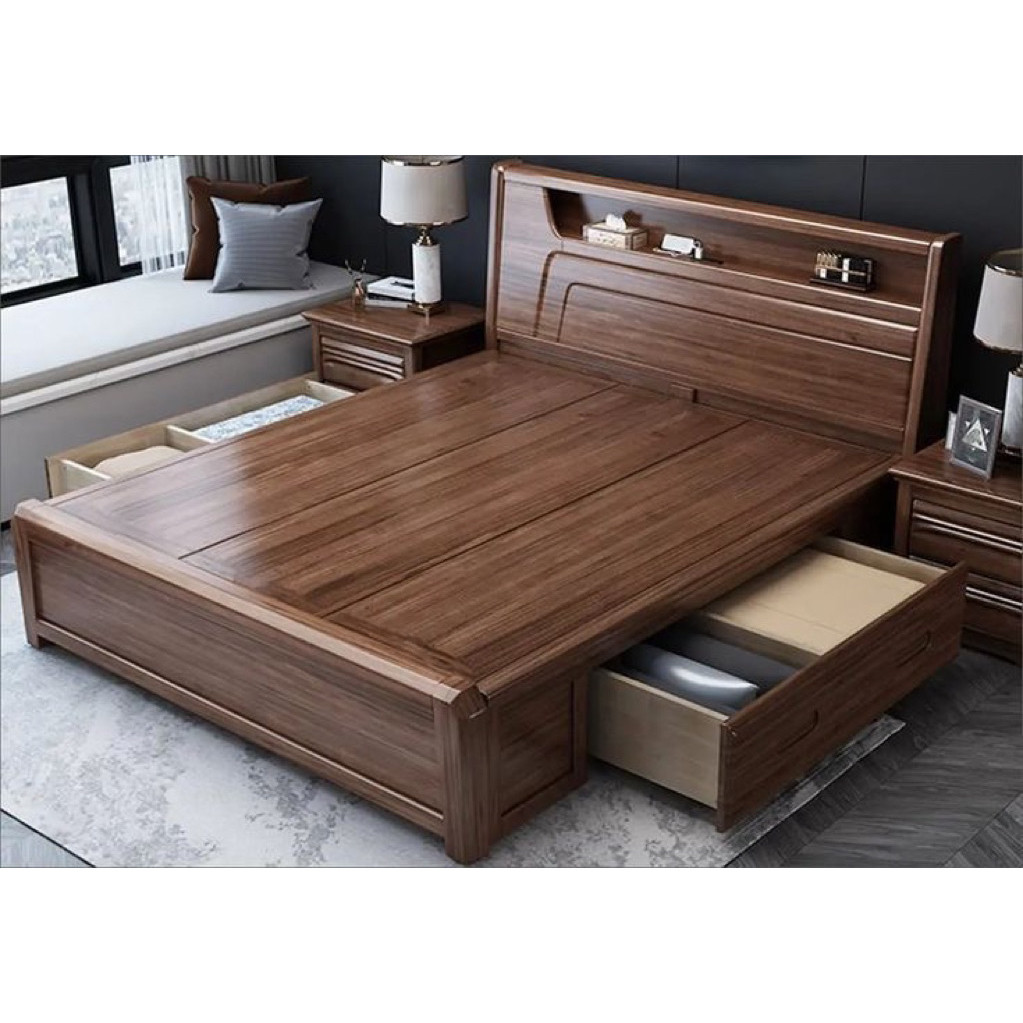 Tempat Tidur Minimalis Divan Laci Jati Ukuran 120x200-200x200