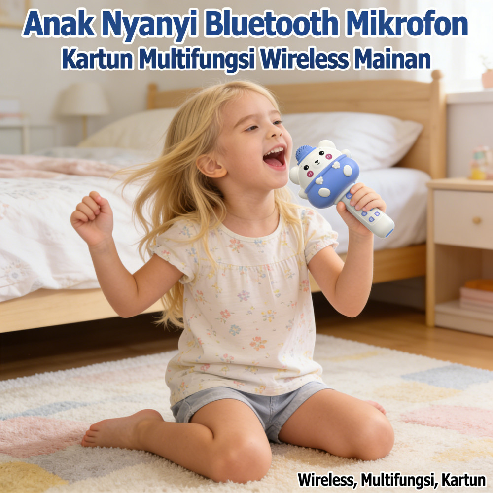 Mikrofon Kartun Nyanyi Mainan Bluetooth Speaker Anak Anak Anak Wireless Mikrofon Multifungsi