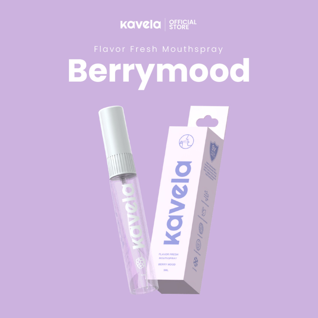 KAVELA Flavor Fresh Mouth Spray Berry Mood 5ml – Penyegar Mulut untuk Menghilangkan Bau Mulut