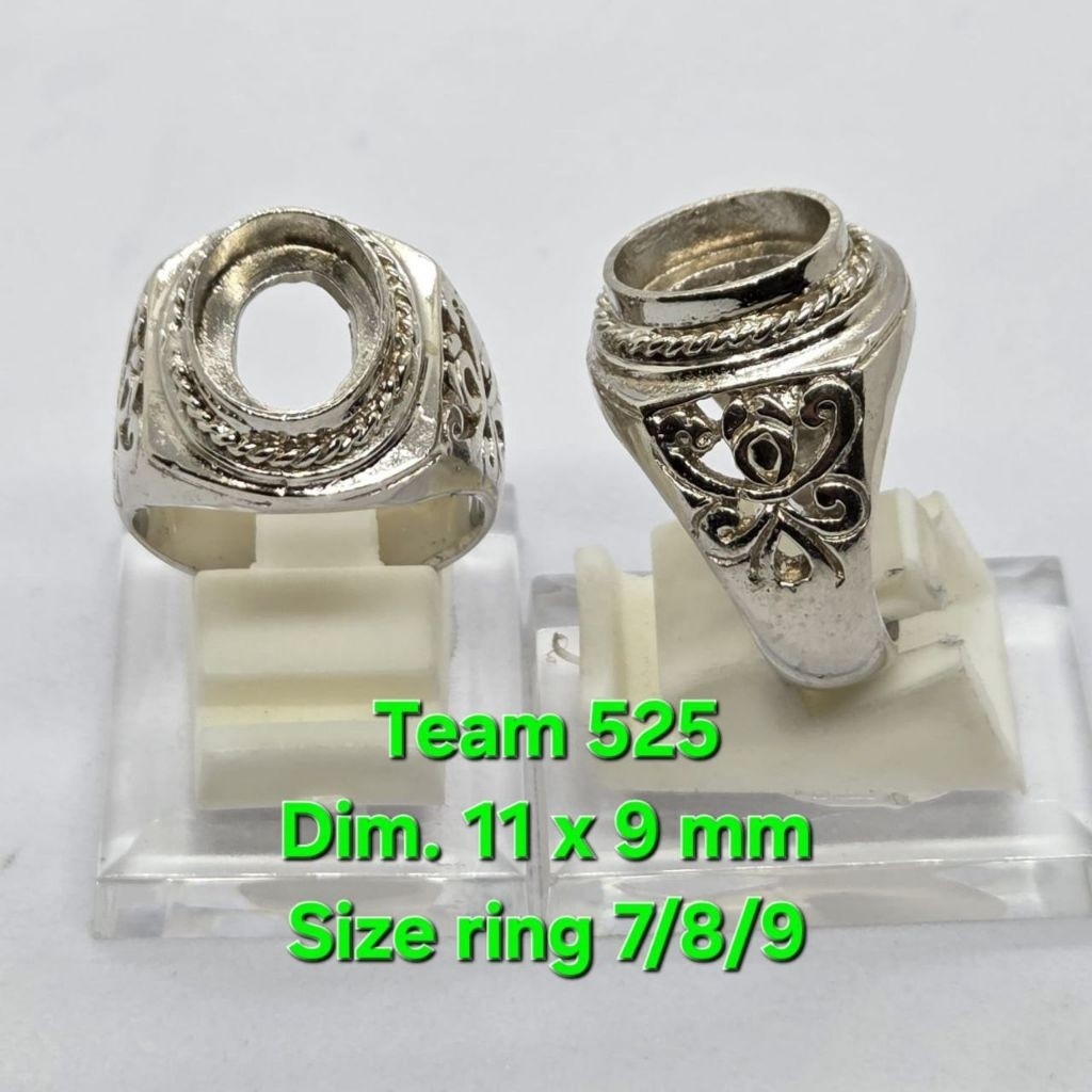 Ring emban alpaka super dim 11x9 tanam motif kerawang kupu kupu / pengikat ring cincin batu akik ece
