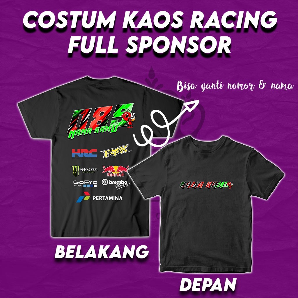 Kaos Racing Costum Desain Suka Suka Bisa Ganti Nomor & Nama Kamu SIZE M - XXL Pria Wanita Terlaris