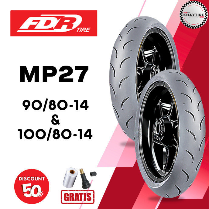 SEPASANG Ban Motor FDR SPORT MP27 90/80 & 100/80 RING 14 Tubeless