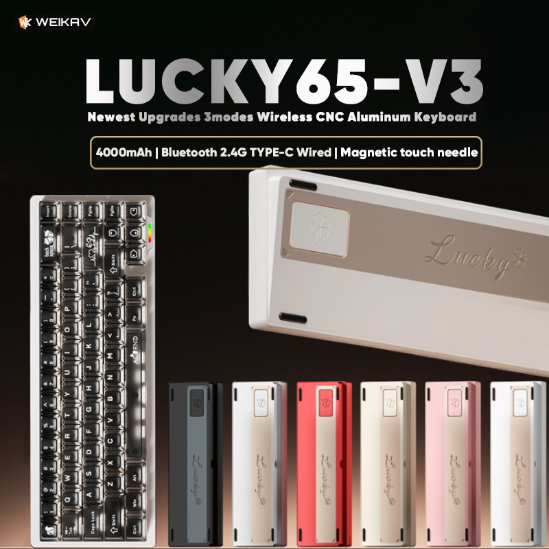 Weikav Lucky65 V3 Lucky65 V2 NUT65 Wireless Aluminum Mechanical Keyboard Kit 60% Bluetooth 2.4G Wire