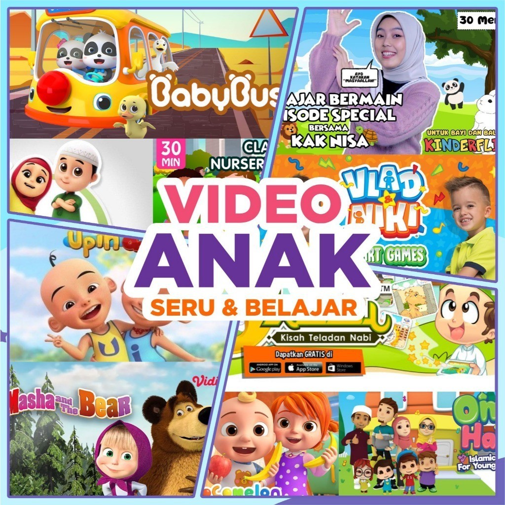 Flashdisk Anak 32GB Paket Edukasi KINDERFLIX INDONESIA & Video Animasi, Lagu Anak & Murottal Al-Qura