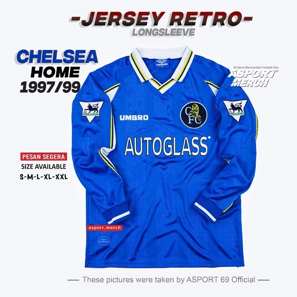 JERSEY RETRO CHELSEA HOME 1997 1998 1999 LONG SLEEVE